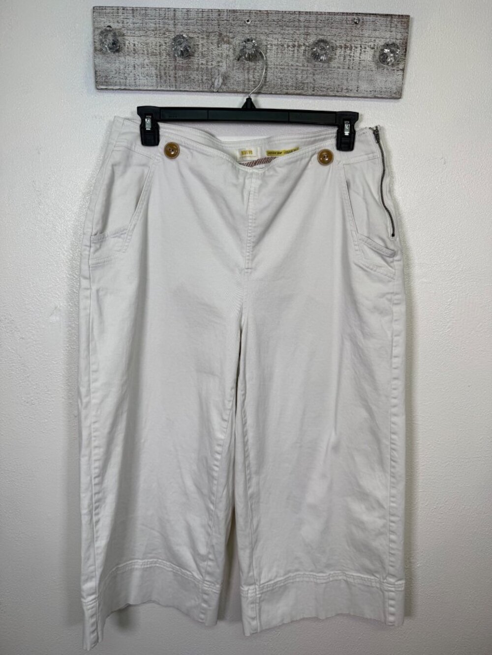 Anthropologie Maeve Buttoned Cropped Wide Leg Culottes Sailor Pant Size 16 - Picture 2 of 16